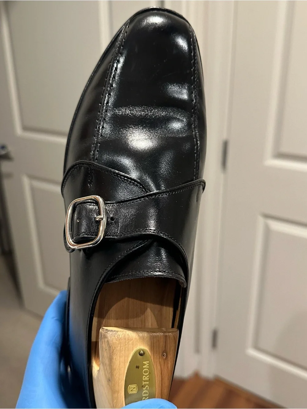 Allen Edmonds Black Leather Single Monk Strap Dress Shoes